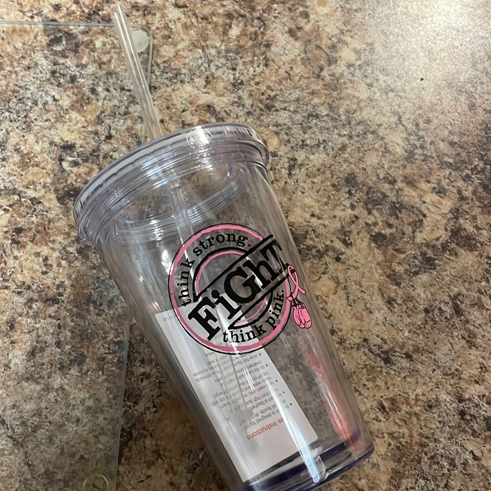 16 ounce cup with lid and straw